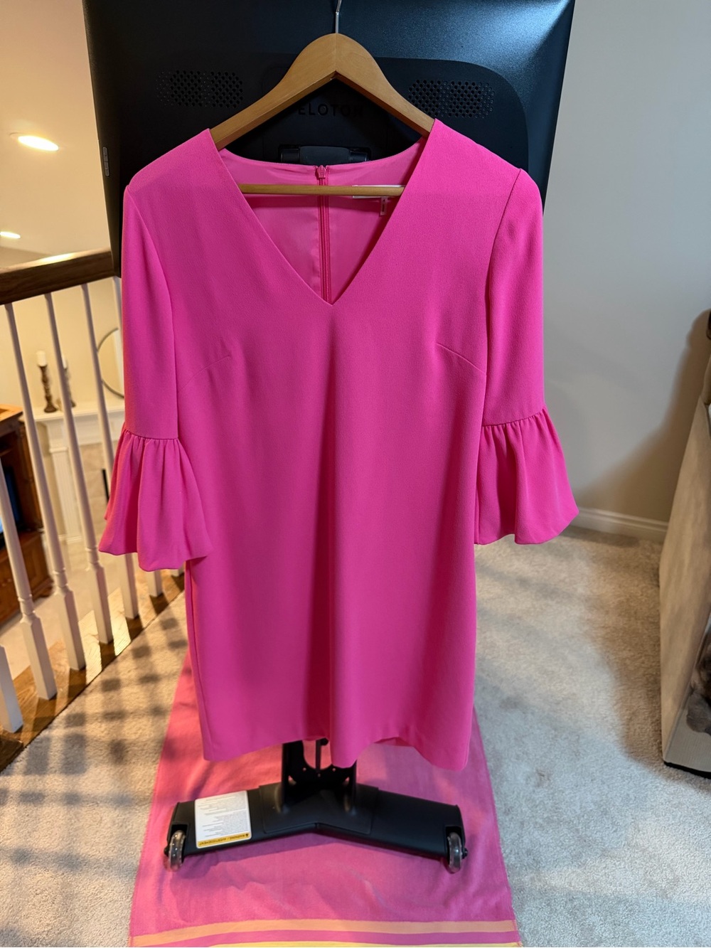 Trina Turk Bright Hot Pink V-Neck Bell Sleeve Tunic